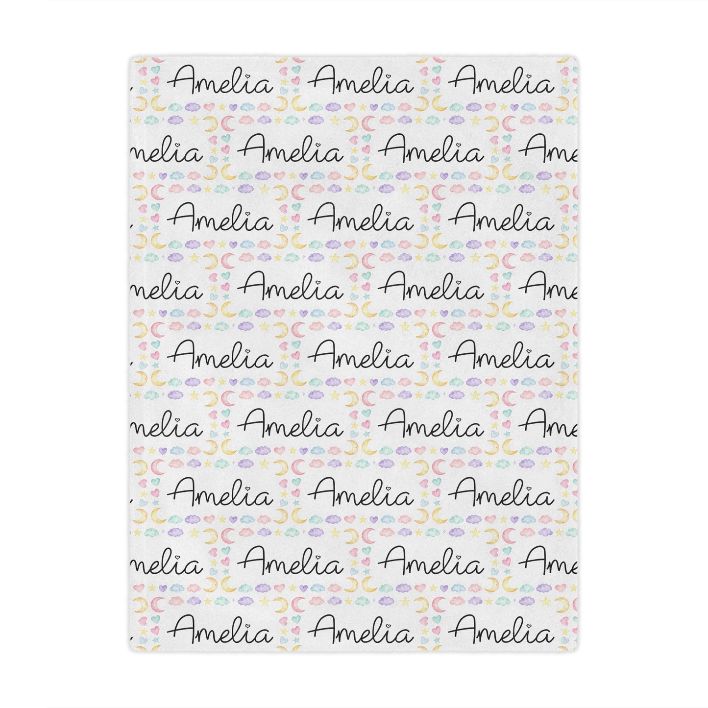 Personalized Minky Blanket – Custom Name 'Amelia' with Pastel Leopard Print