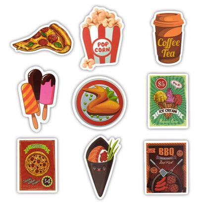 50 Creative Food and Drink Stickers for Various Uses