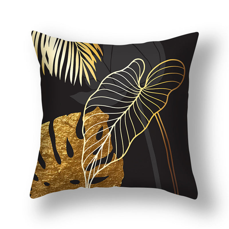 Ginkgo Leaf Printed Pillow Cover in Green Gold
