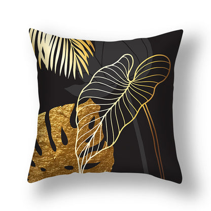 Ginkgo Leaf Printed Pillow Cover in Green Gold