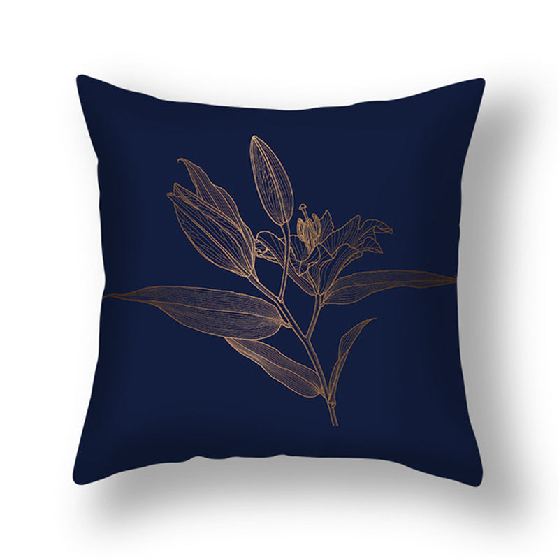 Ginkgo Leaf Printed Pillow Cover in Green Gold