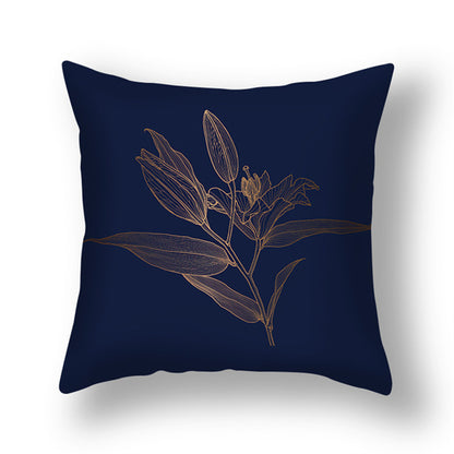 Ginkgo Leaf Printed Pillow Cover in Green Gold