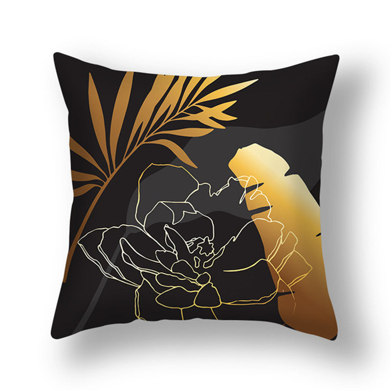 Ginkgo Leaf Printed Pillow Cover in Green Gold