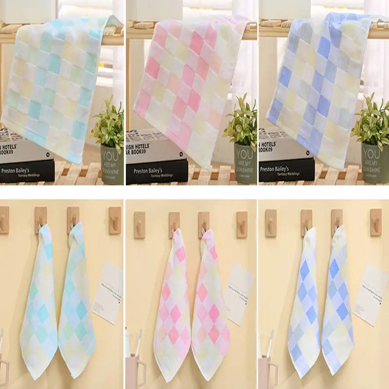 Color Grid Cotton Hand Towel