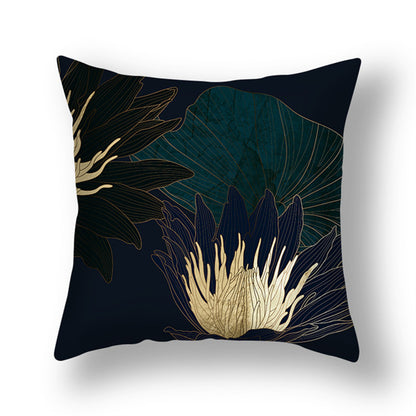 Ginkgo Leaf Printed Pillow Cover in Green Gold