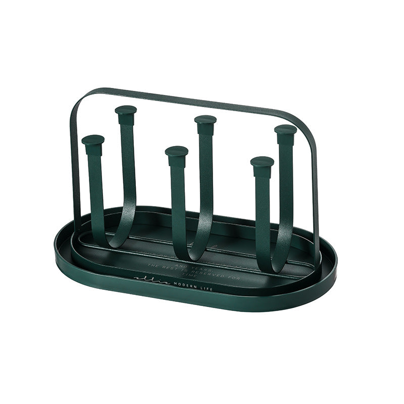 3S31 Luxurious Glass Cup Holder with Draining Tray