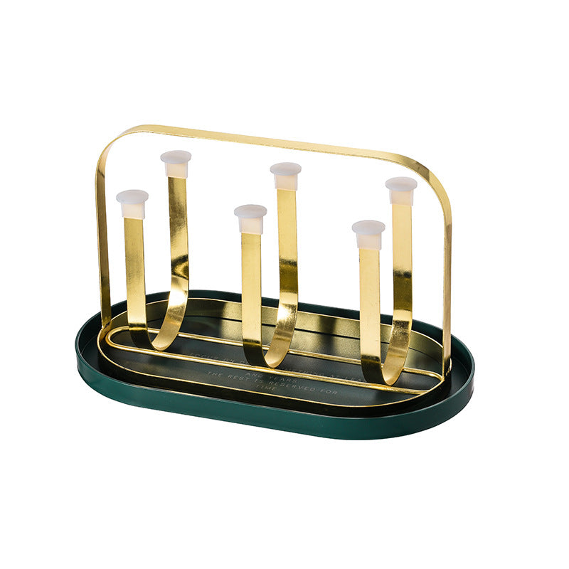 3S31 Luxurious Glass Cup Holder with Draining Tray