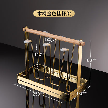 3S31 Luxurious Glass Cup Holder with Draining Tray