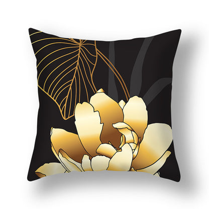Ginkgo Leaf Printed Pillow Cover in Green Gold