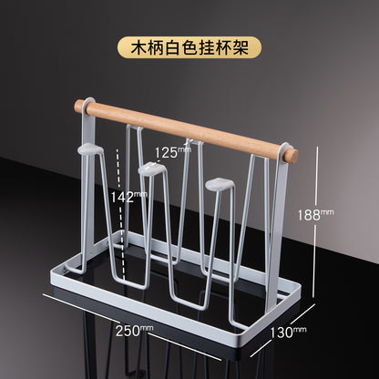 3S31 Luxurious Glass Cup Holder with Draining Tray