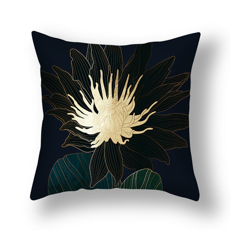 Ginkgo Leaf Printed Pillow Cover in Green Gold