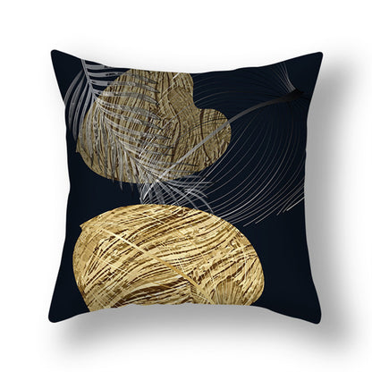 Ginkgo Leaf Printed Pillow Cover in Green Gold