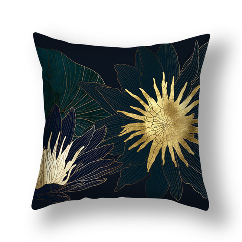 Ginkgo Leaf Printed Pillow Cover in Green Gold