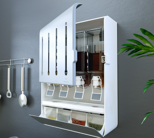Wall-Mounted Kitchen Condiment Jar with Press Faucet (Set)
