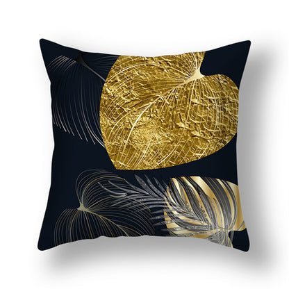 Ginkgo Leaf Printed Pillow Cover in Green Gold