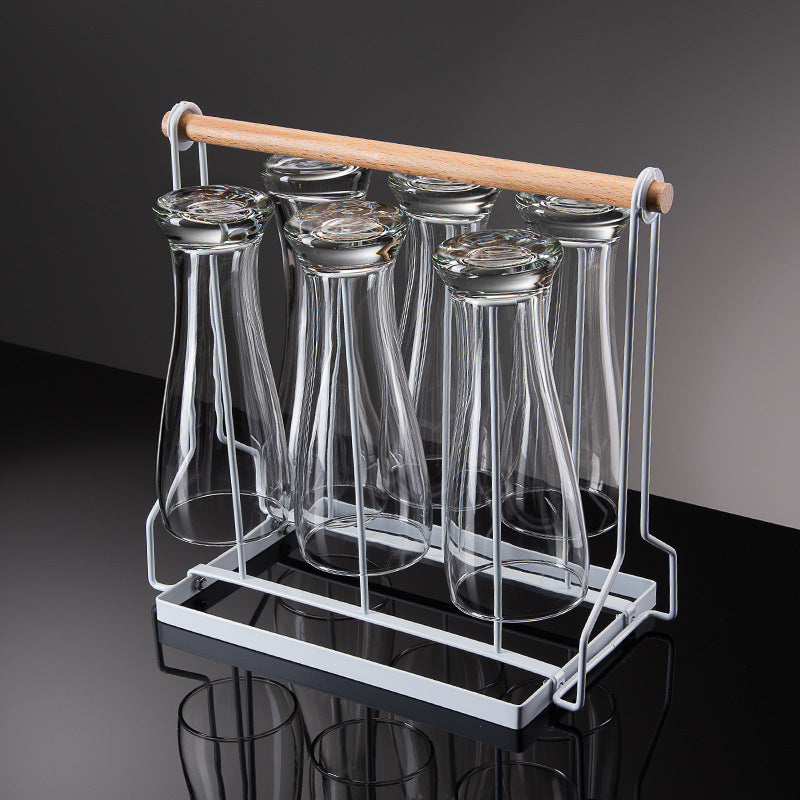 3S31 Luxurious Glass Cup Holder with Draining Tray