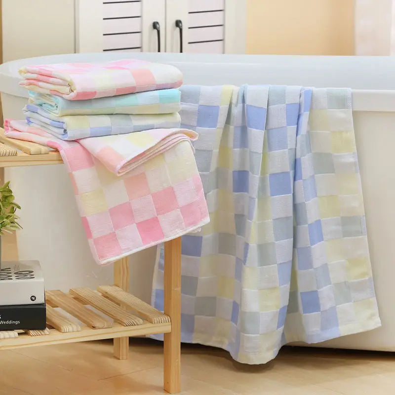 Color Grid Cotton Hand Towel
