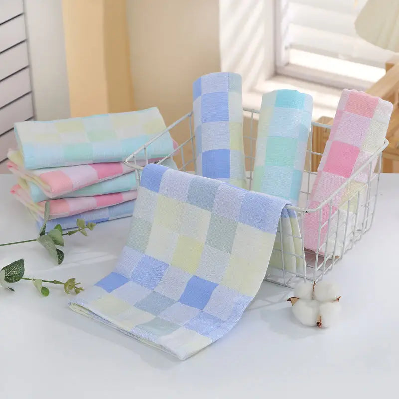 Color Grid Cotton Hand Towel