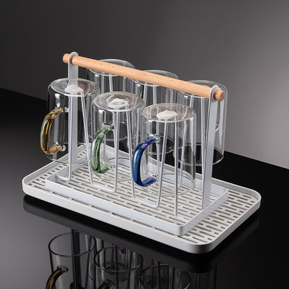 3S31 Luxurious Glass Cup Holder with Draining Tray